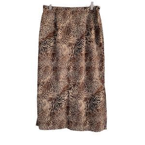 Vintage Animal Print Midi Skirt
